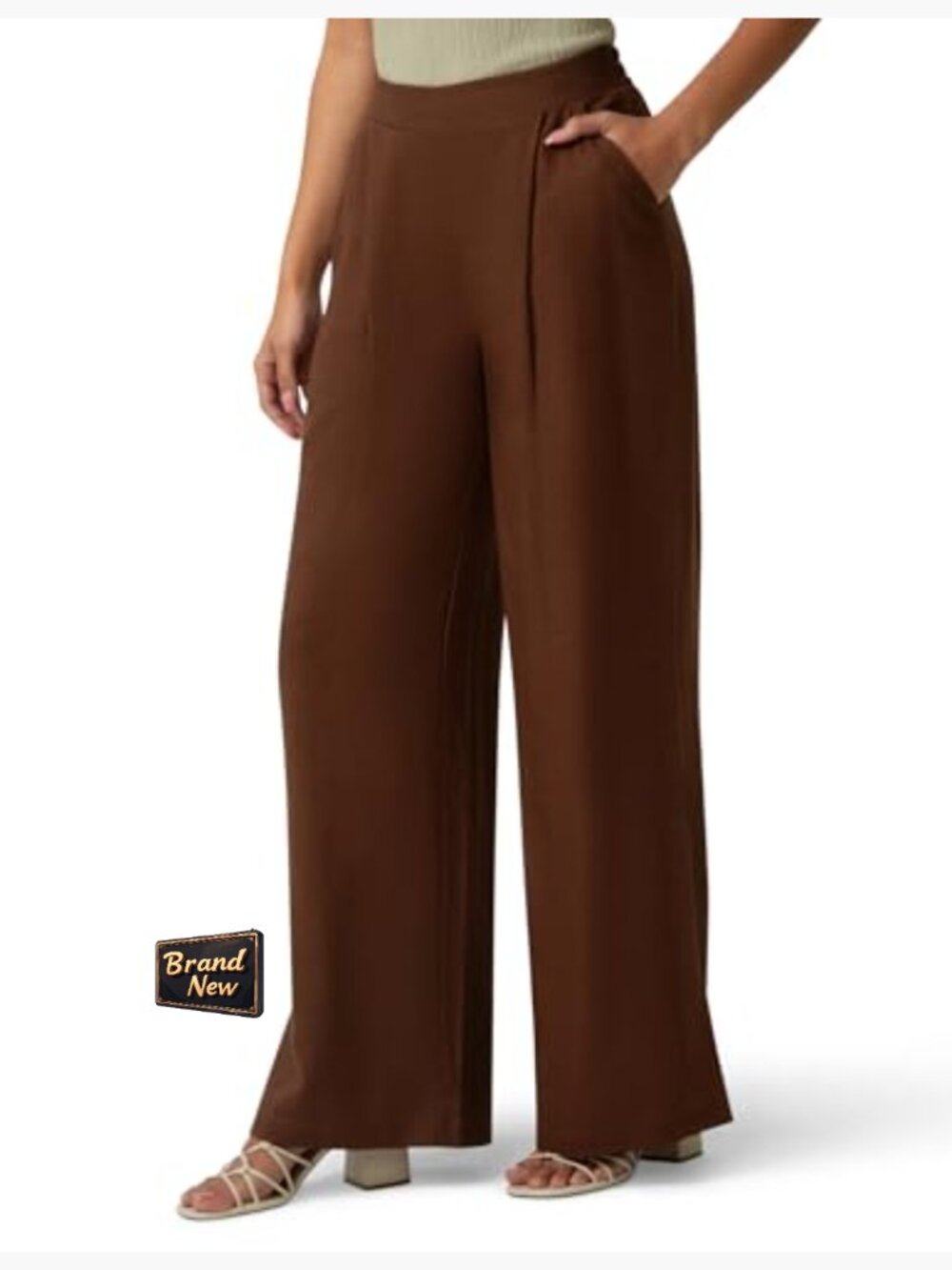 HUE Coastal Linen Palazzo Pull-on Pant, Wide Leg, 32-Inch Inseam, Pockets - Picture 3 of 7